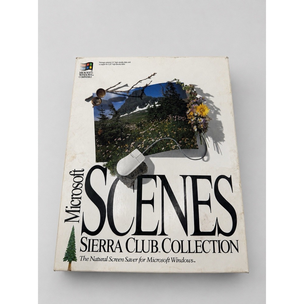 Microsoft Scenes Sierra Club Collection Windows 3.5 Floppy Discs-Box-Manual